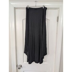 Chico's Black Maxi Skirt Size 1 medium Rayon Blend Flowy Asymmetrical Hem